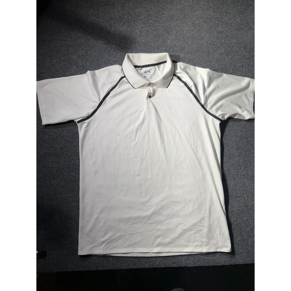 Adidas Golf Puremotion Coolmax Polo Shirt Mens Large White Black Z88393 938008
